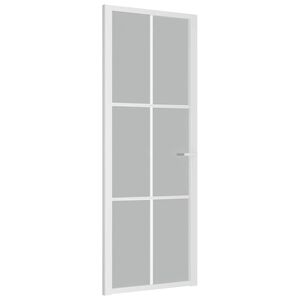 vidaXL Porta Interna 76x201,5 cm Bianco Opaco Vetro e Alluminio