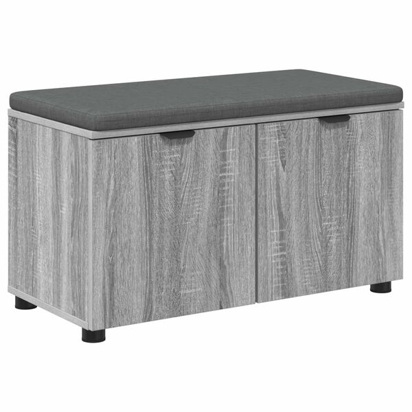 vidaXL Panca per ingresso con cuscino Grigio Sonoma 80 x 46 x 46 cm