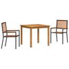 vidaXL Set da Pranzo per Giardino 3 pcs Nero Legno di Acacia Massello