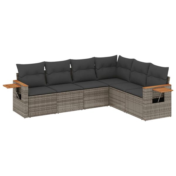 vidaXL Set Divano da Giardino 6 pz con Cuscini Grigio in Polyrattan