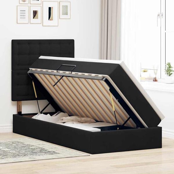 vidaXL Letto con contenitore e materasso Nero 90 x 200 cm Velluto