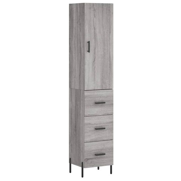 vidaXL Credenza Grigio Sonoma 34,5x34x180 cm in Legno Multistrato