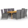 vidaXL Set da Pranzo da Giardino 9 pz Grigio