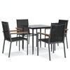 vidaXL Set da Pranzo da Giardino 5 pz Nero in Textilene e Acciaio