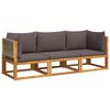 vidaXL Set di divani da giardino 3 pezzi con cuscini in legno di acacia e corda