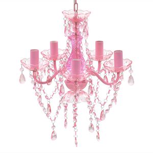 vidaXL Lampadario in Cristallo 5 Lampadine Rosa