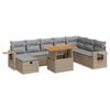 vidaXL Set Divano da Giardino 9 pz con Cuscini Beige Polyrattan Acacia