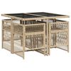 vidaXL Set Pranzo da Giardino 5 pz con Cuscini Beige Misto Polyrattan
