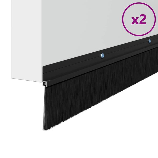 vidaXL Spazzole per porte a vite 2 pcs Nero 100 cm Lega di alluminio