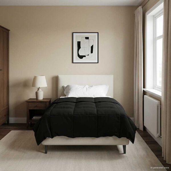 vidaXL Duvet Invernale Trapuntato Nero 140 x 220 cm Microfibra