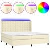 vidaXL Giroletto a Molle con Materasso e LED Crema 200x200 cm