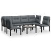 vidaXL Set Salotto da Giardino 7 pz Nero e Grigio in Polyrattan