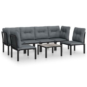 vidaXL Set Salotto da Giardino 7 pz Nero e Grigio in Polyrattan