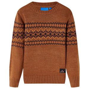 vidaXL Maglione per Bambini Lavorato a Maglia Cognac 92