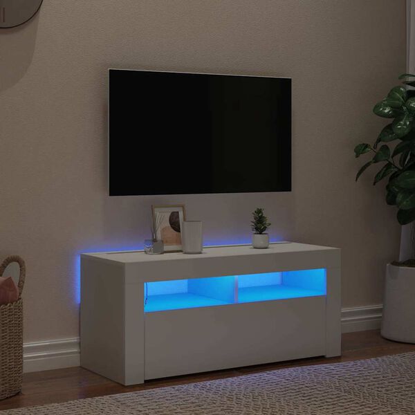 vidaXL Mobile Porta TV con Luci LED Bianco 90x35x40 cm