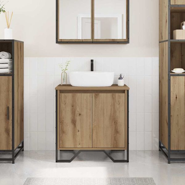 vidaXL Armadio per Lavabo da Bagno Rovere artigianale 60 x 35 x 60 cm