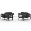 vidaXL Set Divani da Giardino 8 pz con Cuscini in Alluminio Antracite