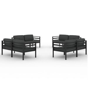 vidaXL Set Divani da Giardino 8 pz con Cuscini in Alluminio Antracite