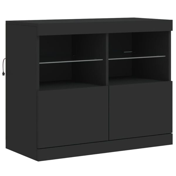 vidaXL Credenza con Luci LED Nera 81x37x67 cm