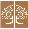 vidaXL Decorazioni Muro Giardino 2 pz 105x55 cm Albero Acciaio Corten