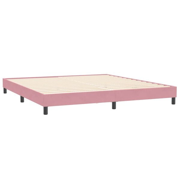 vidaXL Giroletto a Molle con Materasso Rosa 180x210 cm in Velluto