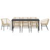 vidaXL Set da Pranzo per Giardino 9 pcs Marrone polyrattan
