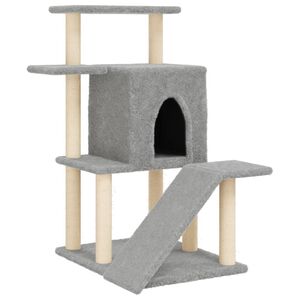 vidaXL Albero per Gatti con Tiragraffi in Sisal Grigio Chiaro 97 cm