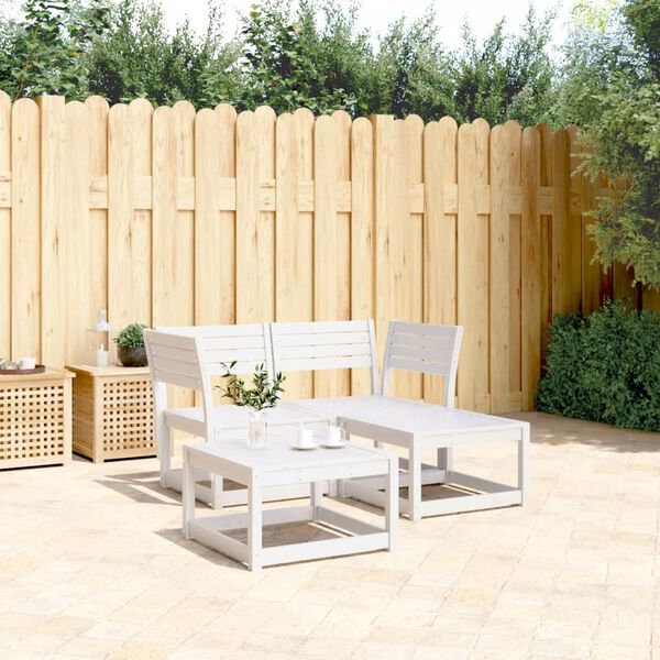 vidaXL Set Divani da Giardino 3 pz Bianco in Legno Massello di Pino