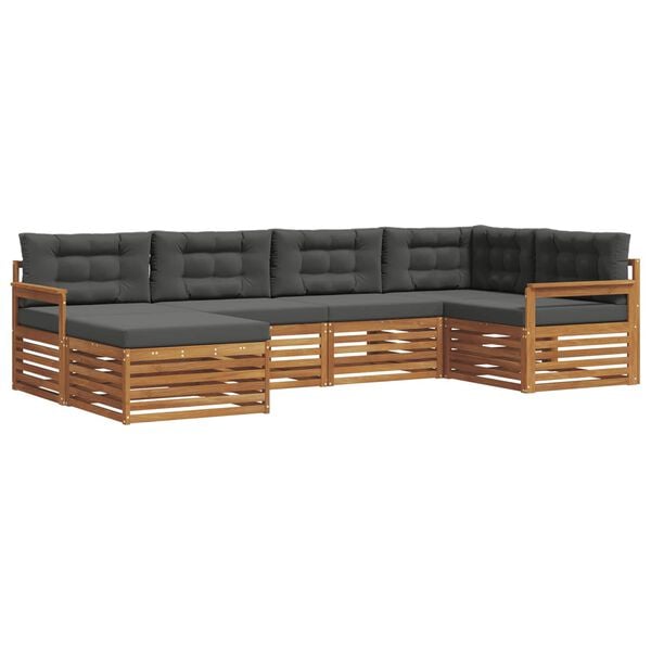 vidaXL Set di divani da esterno con cuscino 6 pcs Naturale e Antracite
