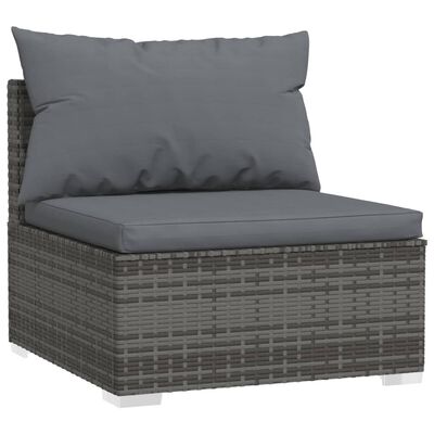 vidaXL Set Divani da Giardino 9 pz con Cuscini in Polyrattan Grigio