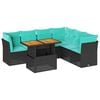 vidaXL Set Divani da Giardino con Cuscini 7pz Nero Polyrattan