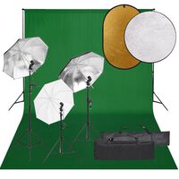 vidaXL Kit per Studio Fotografico con Set Luci, Fondale e Riflettore