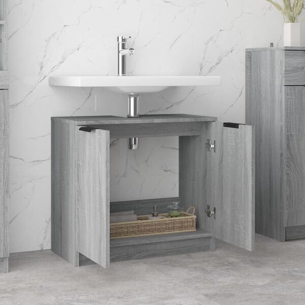 vidaXL Mobile Bagno Grigio Sonoma 64,5x33,5x59 cm in Legno Multistrato