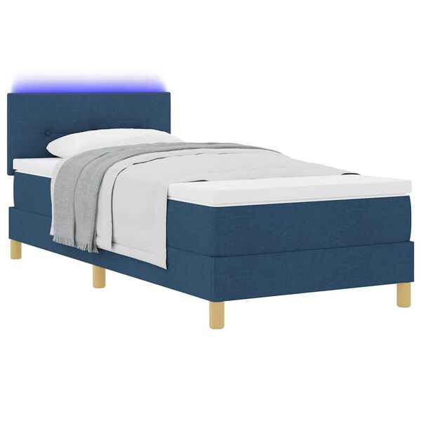 vidaXL Letto a Sorgente LED con materasso Blu 80 x 200 cm Tessuto