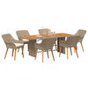 vidaXL Set da Pranzo per Giardino con cuscino 7 pcs Beige polyrattan