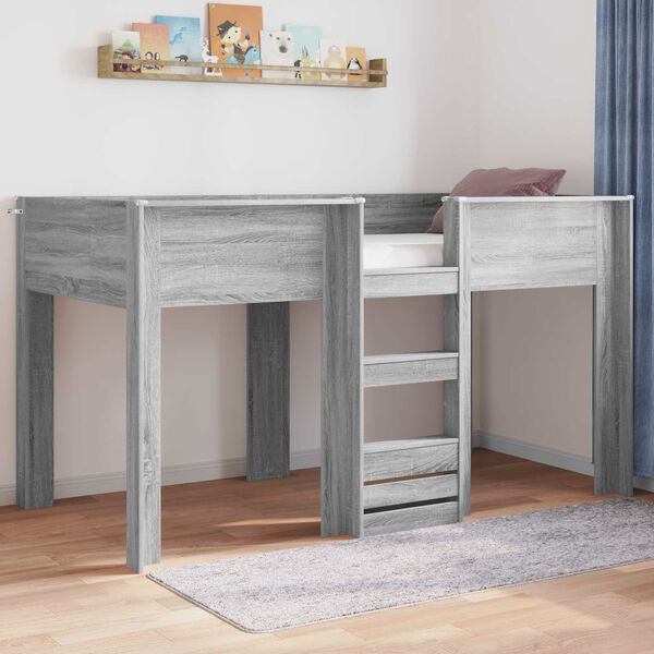 vidaXL Letto a Castello per Bambini Grigio Sonoma 100 x 200 cm
