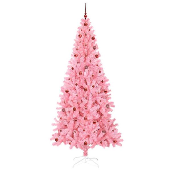 vidaXL Albero di Natale con 300 LED con supporto Rosa 240 cm PVC
