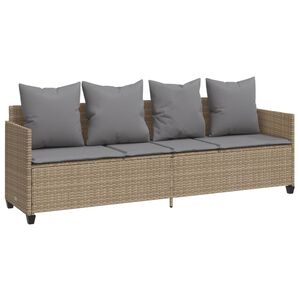 vidaXL Lettino Prendisole con Cuscini Beige&nbsp;in Polyrattan
