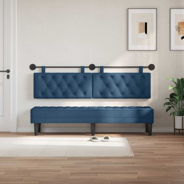vidaXL Testata appesa Montaggio a parete Blu 190 x 55 x 7 cm Tessuto