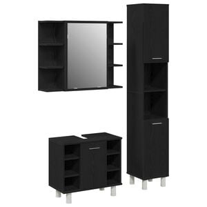 vidaXL Set di mobili per il bagno 3 pcs Nero 30 x 30 x 179,5 cm