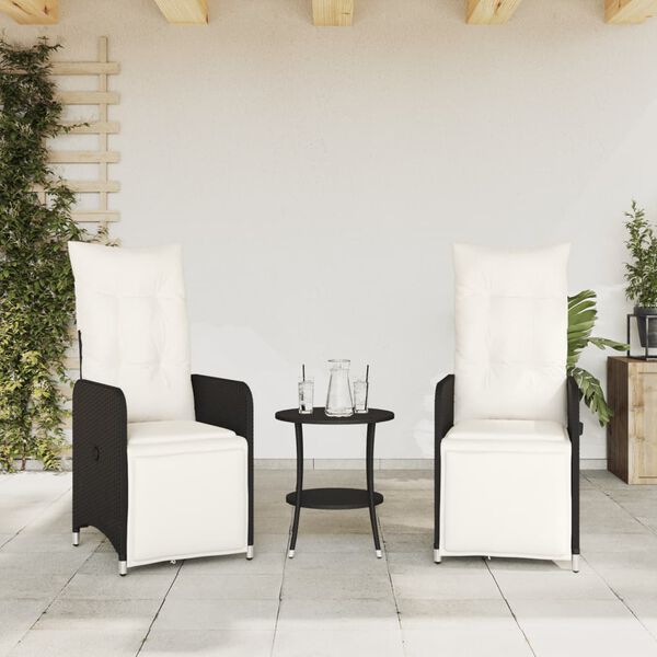 vidaXL Sedie da Giardino Reclinabili 2 pz con Tavolo in Polyrattan