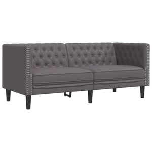 vidaXL Divano Chesterfield a 2 Posti Grigia in Similpelle