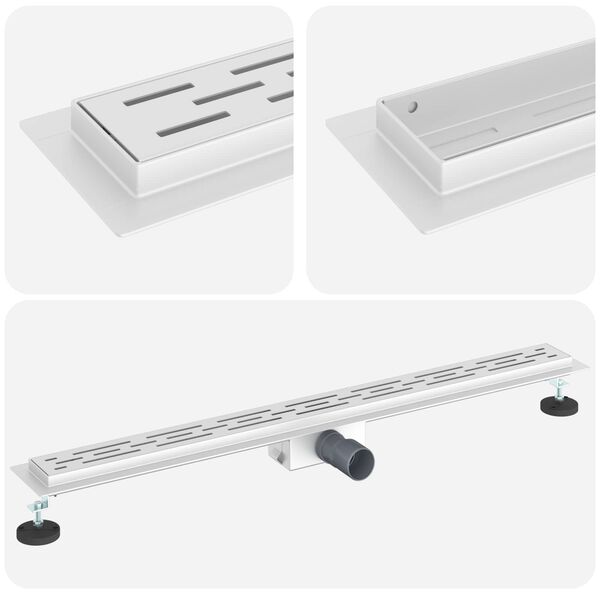 vidaXL Drenaggio doccia con design a striscia Argento 90 cm