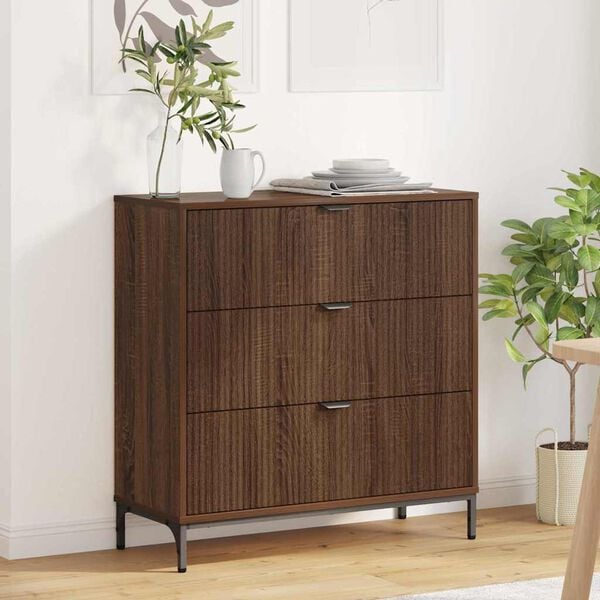 vidaXL Credenza Rovere Marrone 79,5 x 33 x 82 cm Legno multistrato