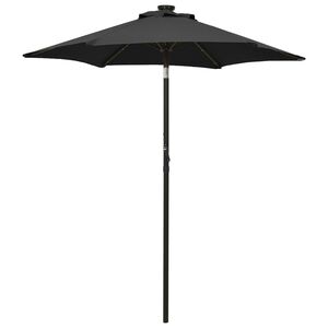 vidaXL Ombrellone da Giardino con Luci LED Nero 200x211 cm Alluminio
