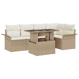 vidaXL Set Divano da Giardino con cuscino 6 pcs Beige Poly Rattan