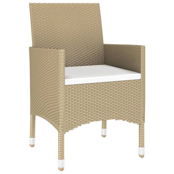 vidaXL Set da Pranzo Giardino 7 pz Polyrattan e Vetro Temperato Beige