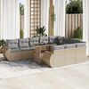 vidaXL Set Divani da Giardino 11 pz con Cuscini Beige in Polyrattan