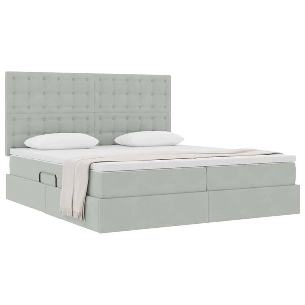 vidaXL Letto con Contenitore Grigio chiaro 180 x 200 cm Velluto