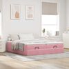 vidaXL Struttura Letto Pouf con Materassi Rosa 160x200 cm Velluto